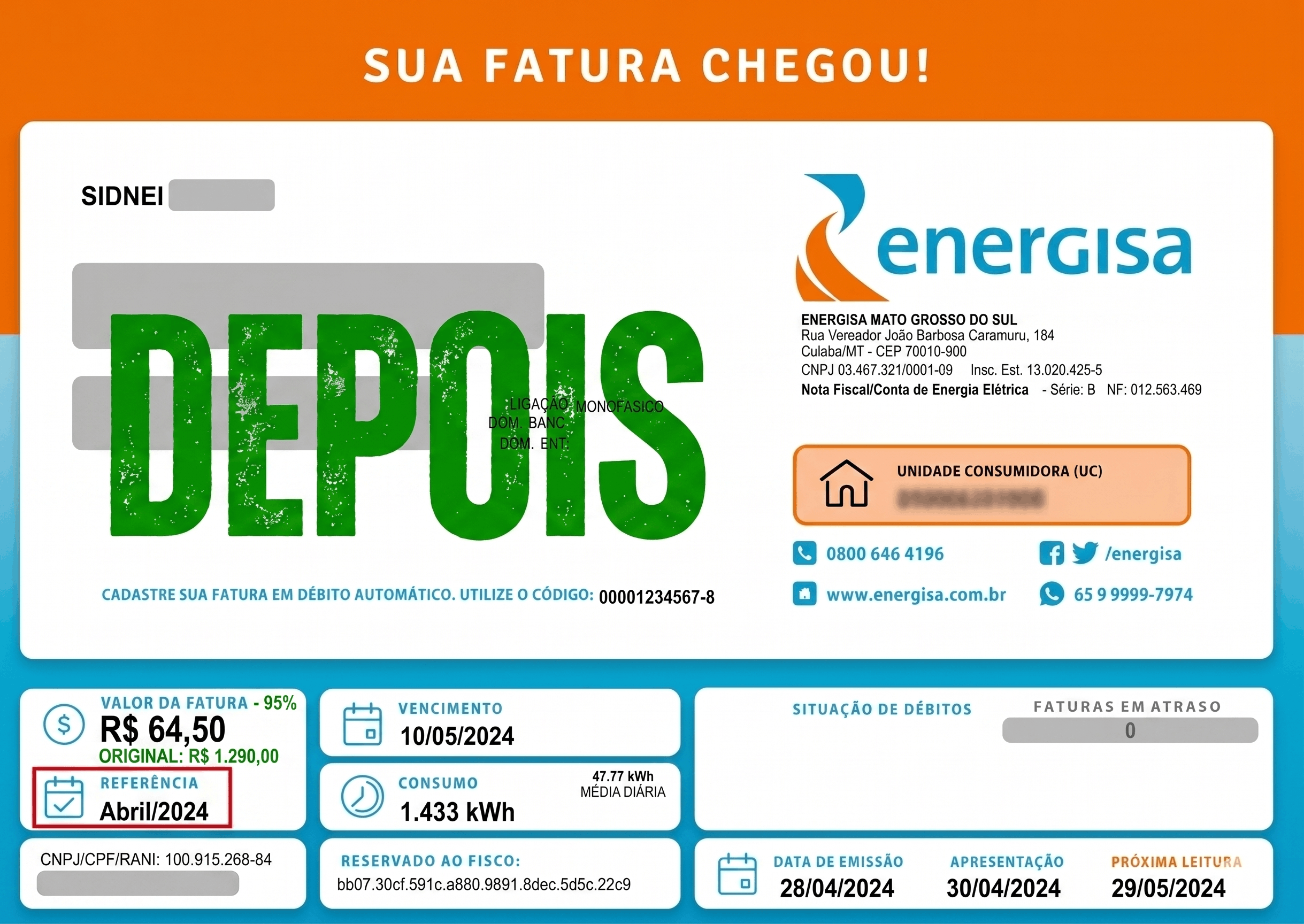 Conta de luz depois